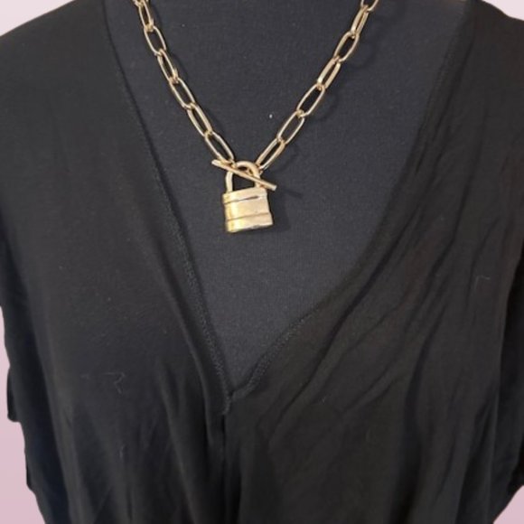 Black Rayon Span Crepe Layered Look Top - Picture 2 of 14